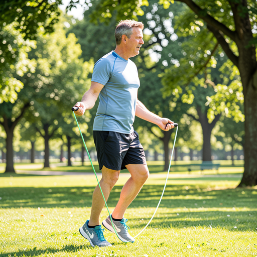 man jumping rope park