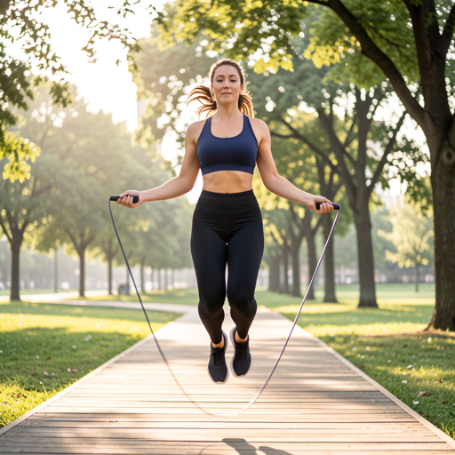 woman jumping rope park